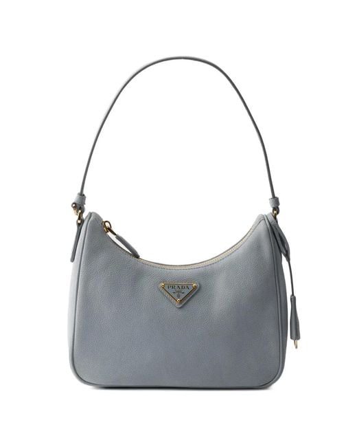 Prada Gray Re-Edition 2005 Nubuck And Saffiano Leather Mini-Bag