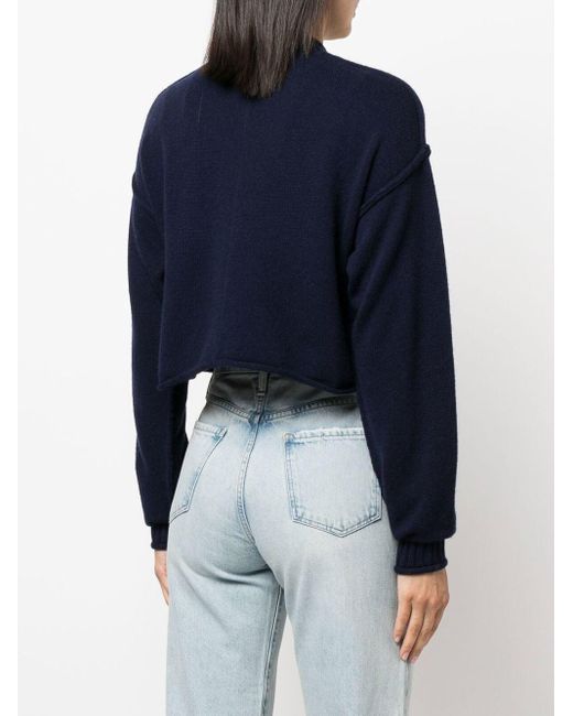 Sportmax Blue Ribbed-knit Cropped Jumper
