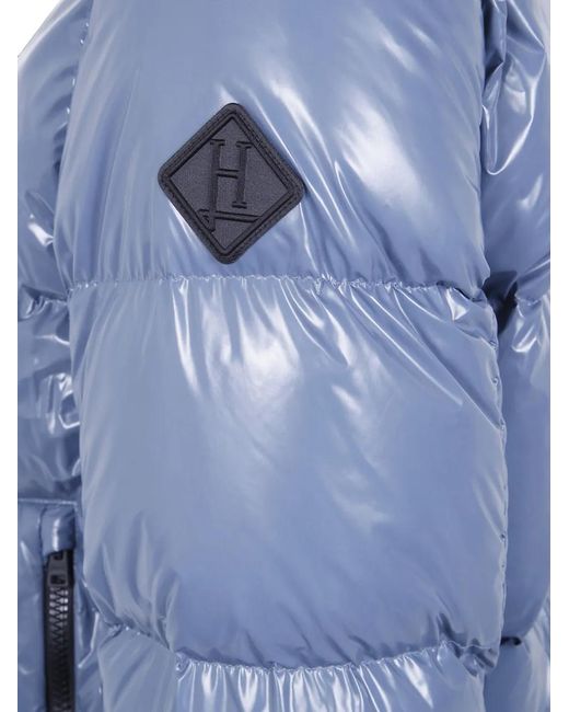 Herno Blue Logo-Patch Padded Jacket for men