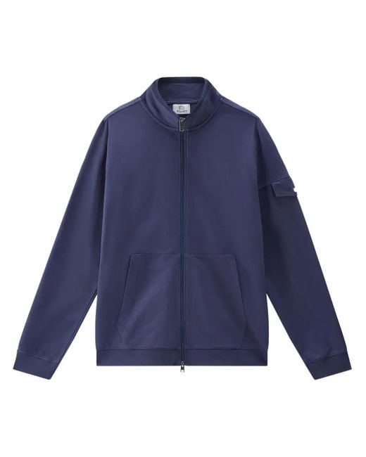 Woolrich Blue Zip-Up Cotton Track Jacket for men