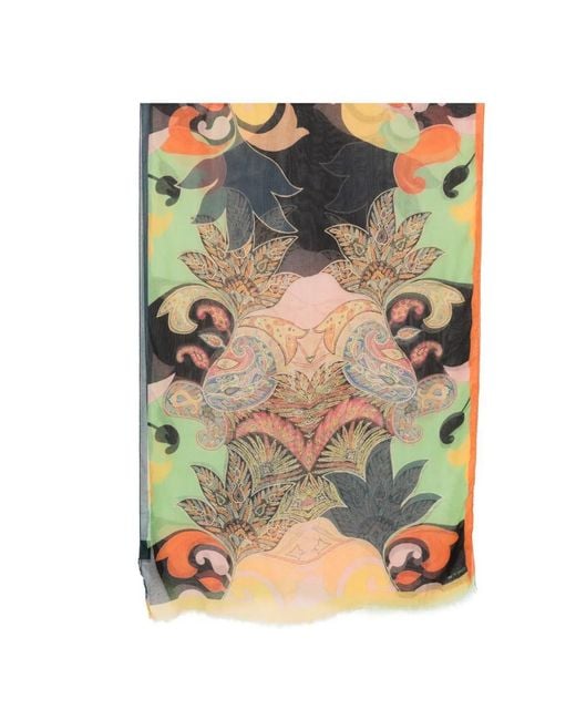 Etro Green Paisley-Print Scarf