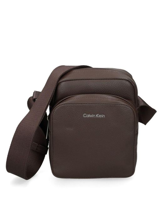 Calvin Klein Brown Logo-Print Messenger Bag for men