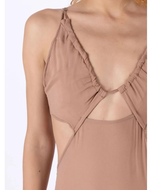 Amir Slama Brown Cut-Out Semi-Sheer Maxi Dress