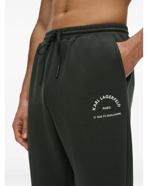 Karl Lagerfeld Black Rue St-Guillaume Logo-Print Track Pants for men