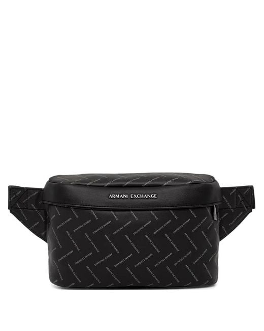 ARMANI EXCHANGE Black All-Over Logo-Print Belt Bag for men