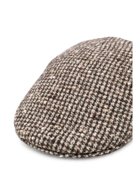 Borsalino White Parigi Check-Pattern Hat