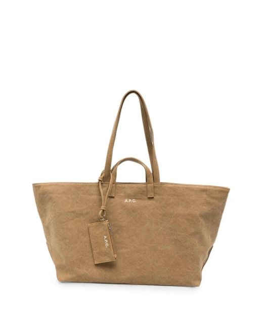 A.P.C. Natural Drummer Logo-Print Canvas Tote Bag