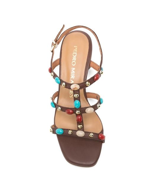 Pedro Miralles Brown Stones-Embellishment Sandals