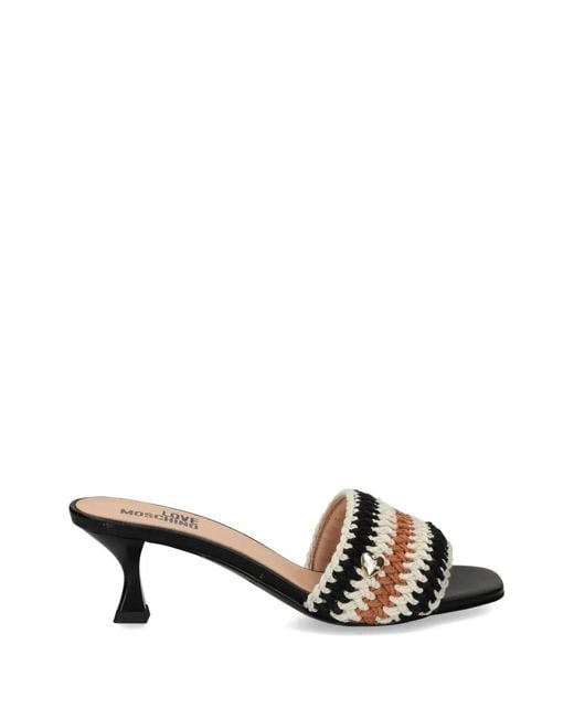 Love Moschino Black Crochet-Knit Heart-Motif Sandals