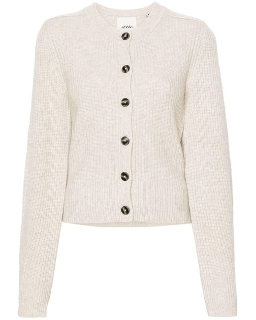 Cardigan a coste Laurine di Isabel Marant in Natural