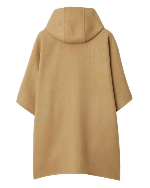 Burberry Natural Ekd-Embroidered Hooded Cashmere Cape