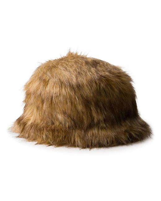 Prada Natural Enamel Triangle-Logo Bucket Hat