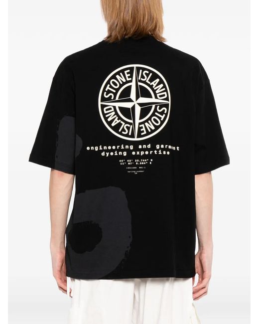 Stone Island Black Logo-Printed T-Shirt for men