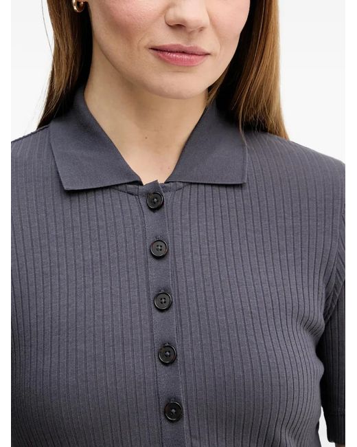 Marc O' Polo Gray Ribbed-Knit Polo Shirt