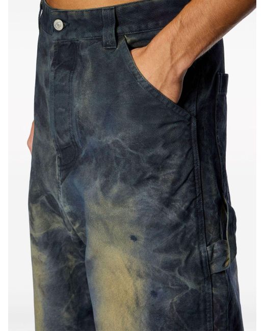 DIESEL Halbhohe P-Livery Wide-Leg-Jeans in Blue für Herren