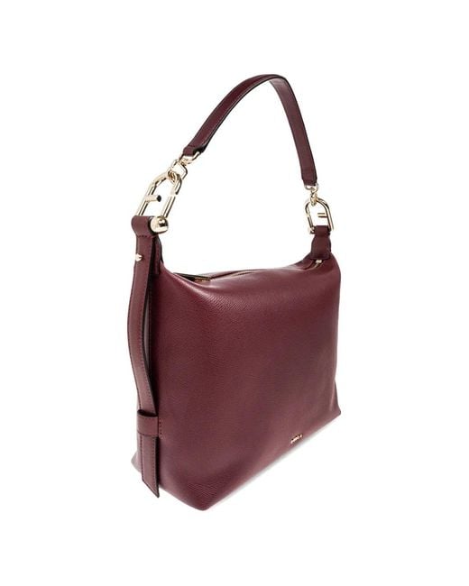 Furla Purple M Tonie Logo-Plaque Leather Tote Bag