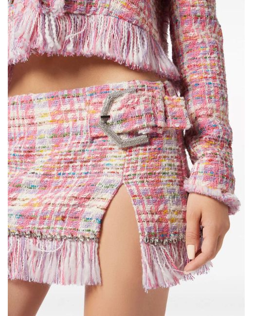 Philipp Plein Pink Tweed Mini Skirt