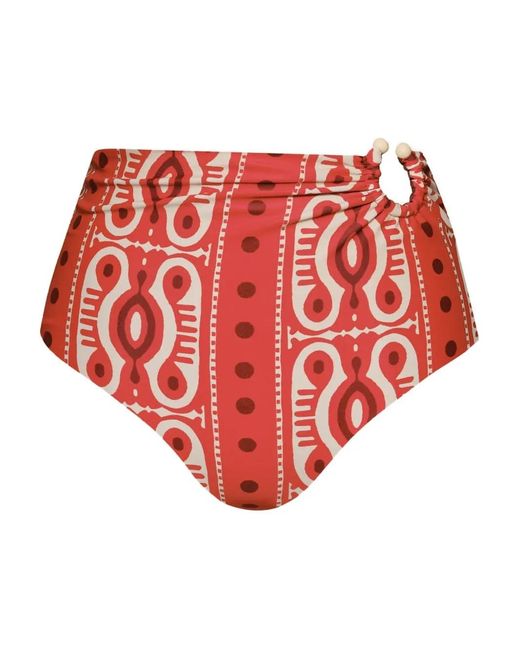 Johanna Ortiz Red Taita Printed Bikini Bottom