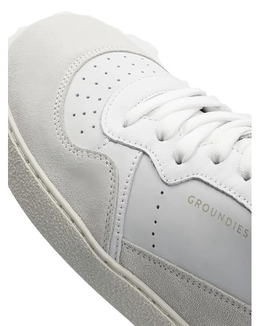 Groundies White Perforated Panelled Sneakers