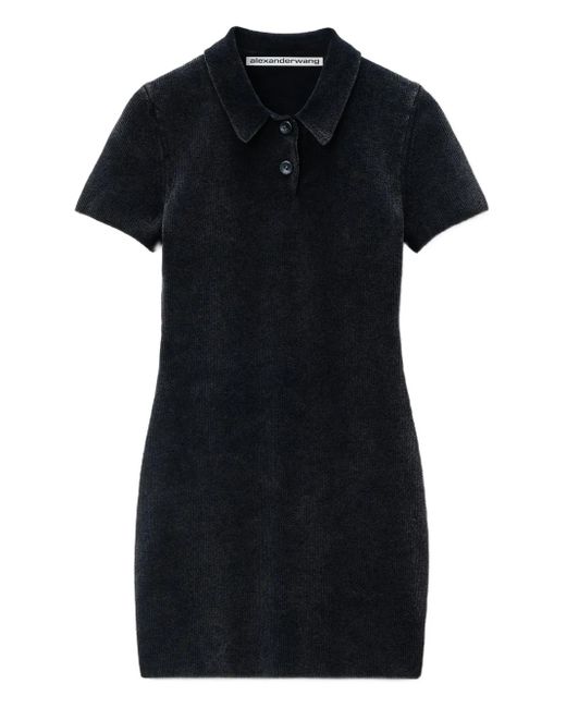 Abito Stile Polo A Coste di Alexander Wang in Black