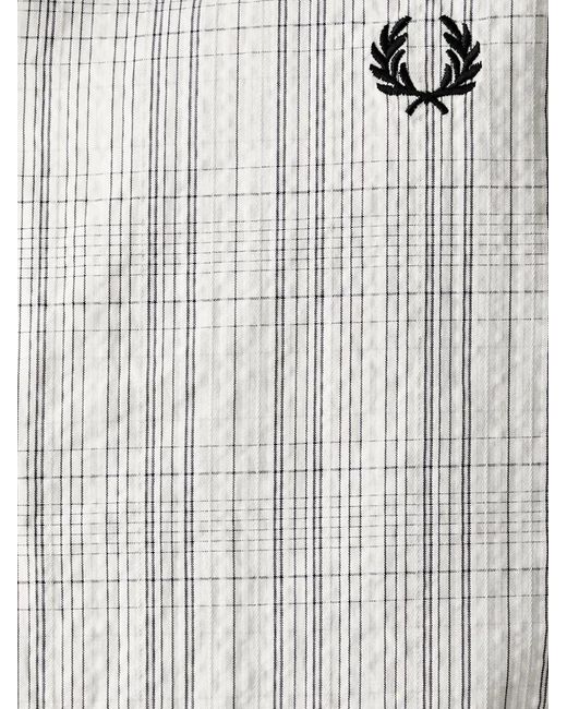 Fred Perry White Check-Print Short-Sleeve Shirt for men