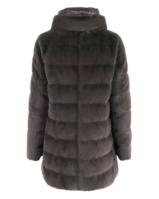Herno Black Quilted High-Neck Coat