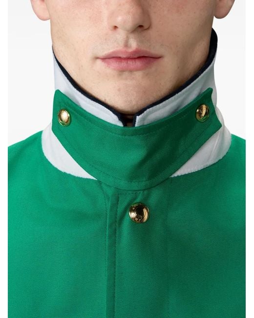 Thom Browne Green Corduroy-Collar Overcoat for men