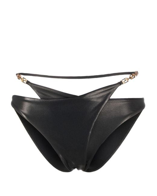Versace Black Greca-detailed Layered Bikini Bottom
