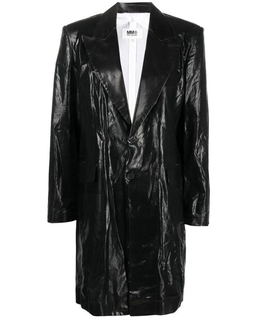 MM6 by Maison Margiela Black Coated Single-Breasted Coat