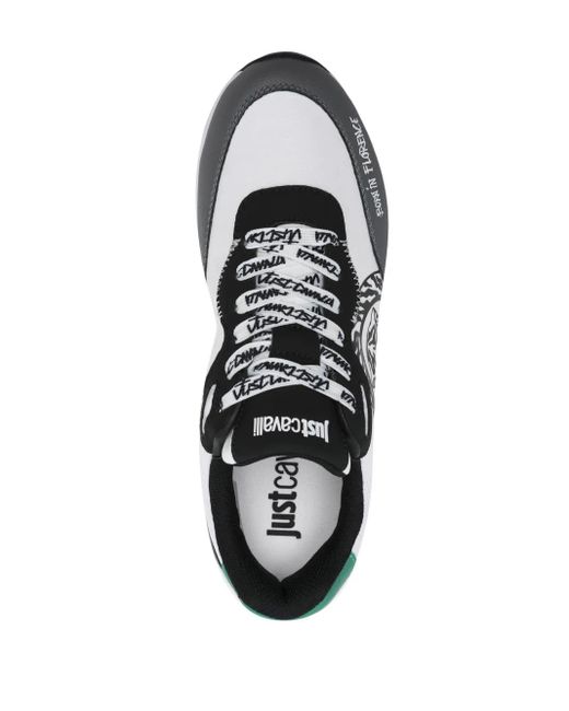Just Cavalli White Tiger Head-Print Leather Sneakers for men