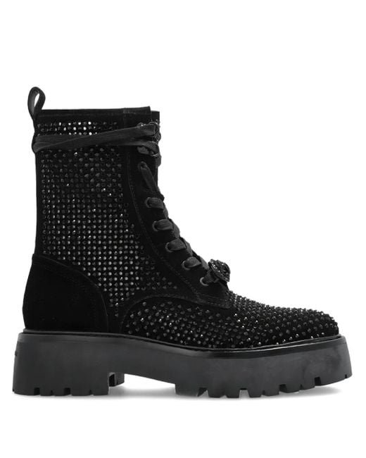Kurt Geiger Black Embellished Lace-Up Boots