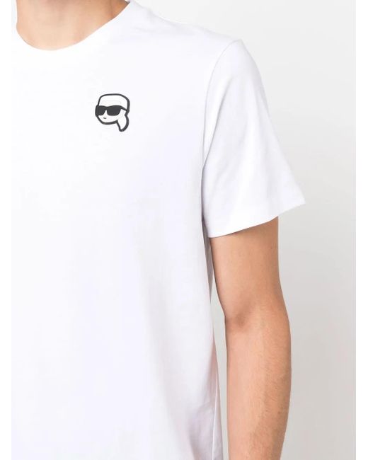 Karl Lagerfeld White Ikon Organic-cotton T-shirt for men