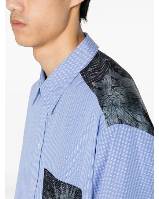 Pierre Louis Mascia Blue Alotho Mix-Print Shirt for men