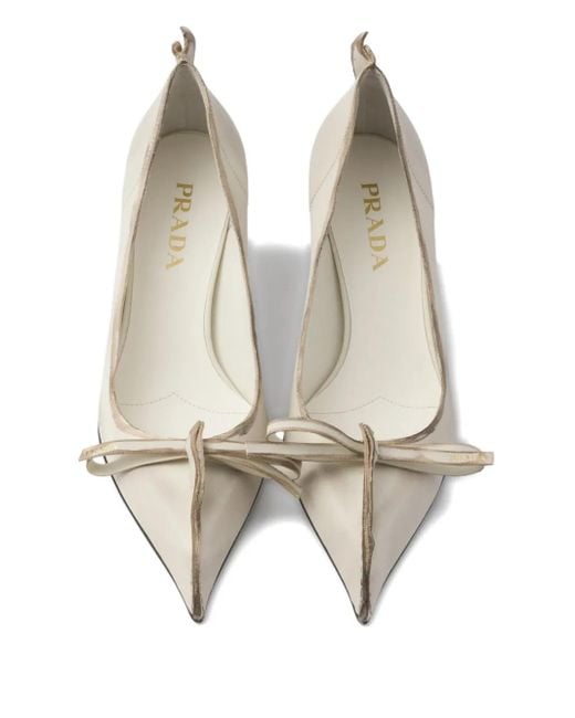 Prada アンティークレザー パンプス Natural