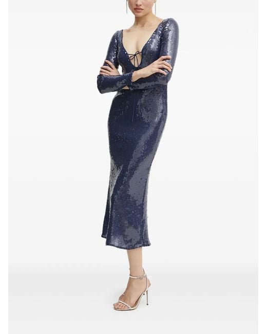 Robe Mi-Longue Verona À Sequins Bardot en coloris Blue