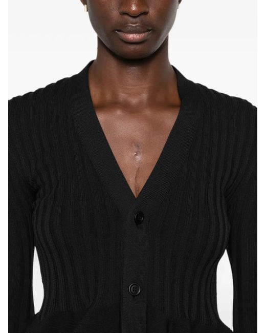 CFCL Black Pottery Ribbed Peplum Cardigan