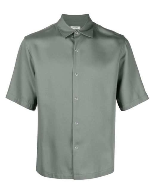 Sandro Gray Lyocell-blend Charmeuse Shirt for men