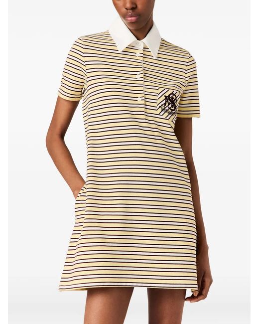 Stella McCartney Natural Striped Logo-Patch Dress