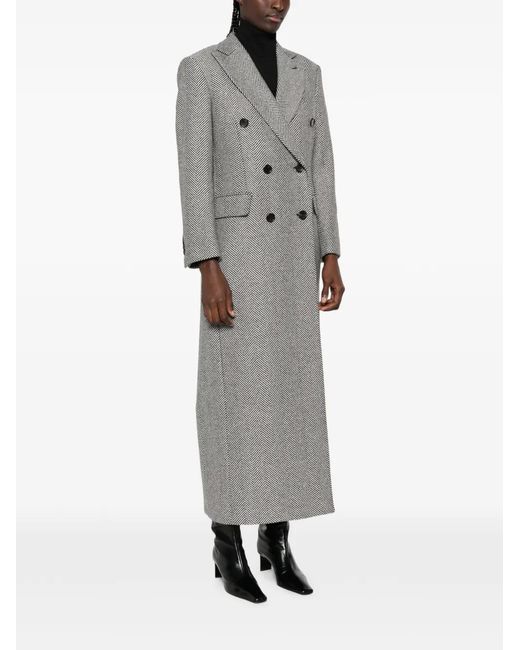 Eraldo Gray Herringbone Double-Breasted Coat