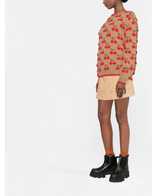 LaDoubleJ Brown Cherry Intarsia-Knit Jumper