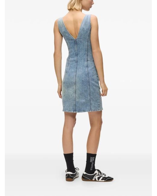Karl Lagerfeld Blue V-Neck Zip Mini Dress