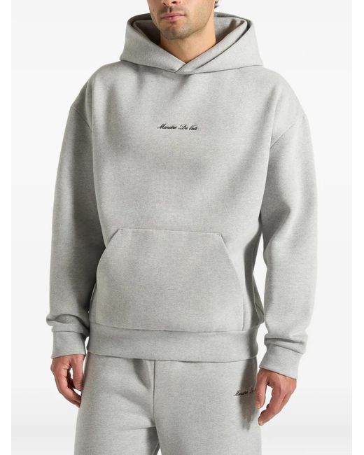 Manière De Voir Gray Ollie Logo-Embroidery Relaxed-Fit Marl Hoodie