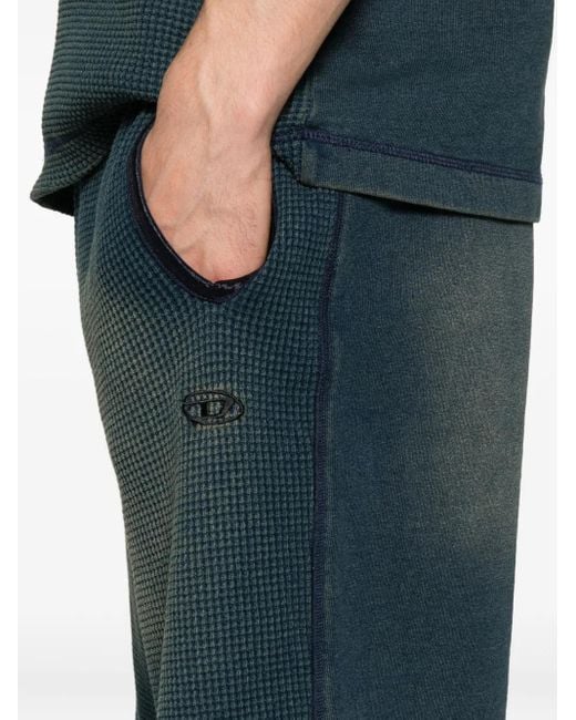 DIESEL Blue Textured Shorts With Pockets for men