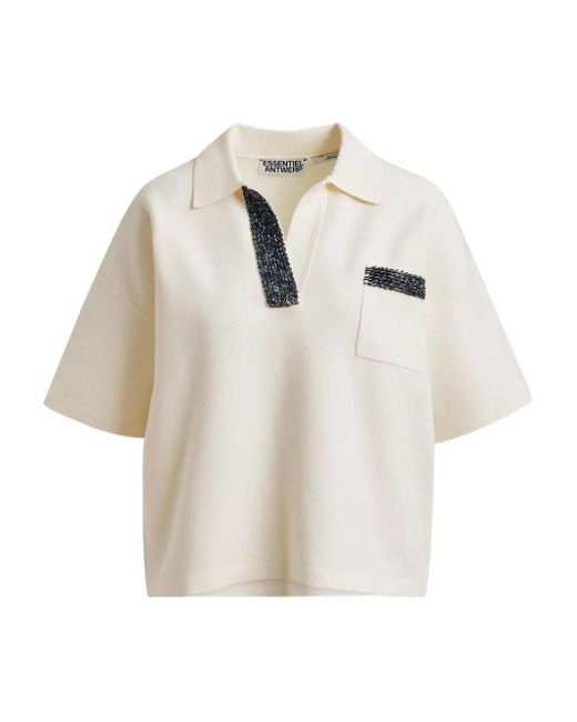 Essentiel Antwerp White "Internationnal" Knitted Polo