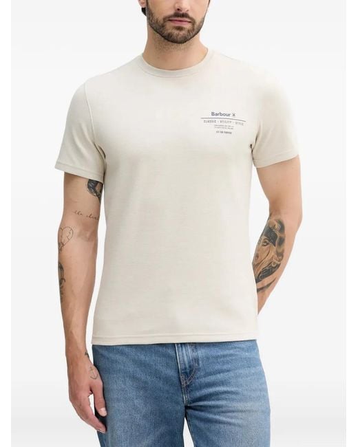 Barbour White Logo-Print T-Shirt for men