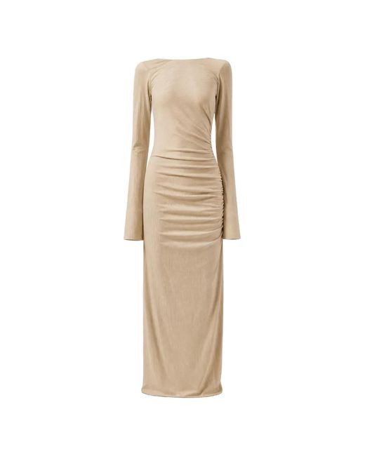 Danamé Natural Ruched-Detail Open-Back Maxi Dress
