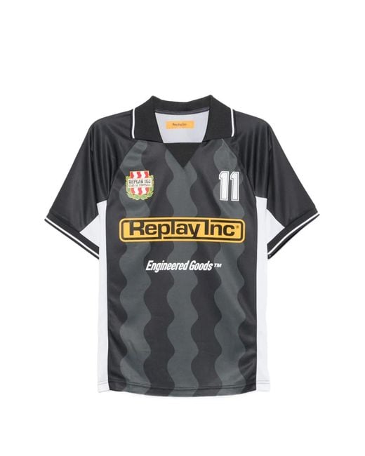 Replay Gray Wave-Pattern T-Shirt