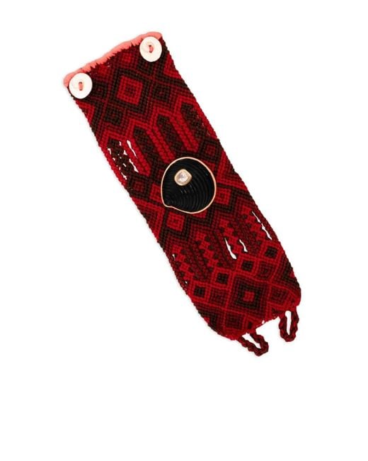 Dezso by Sara Beltran Red 18K Big Carved Shell Mexican Bracelet