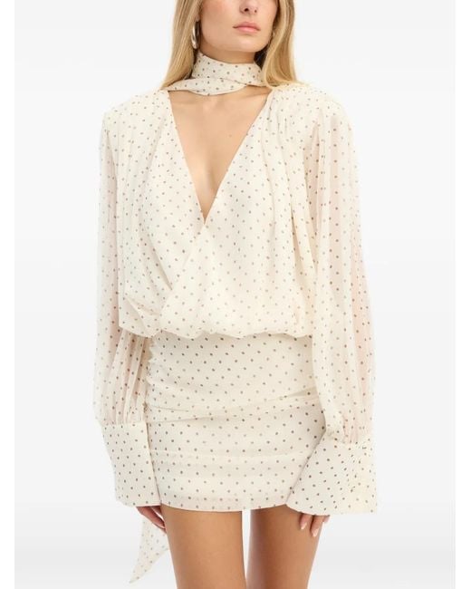ROTATE BIRGER CHRISTENSEN White Minikleid Mit V-Ausschnitt