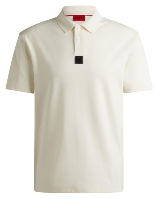 HUGO Natural Logo-appliqué Cotton Polo Shirt for men